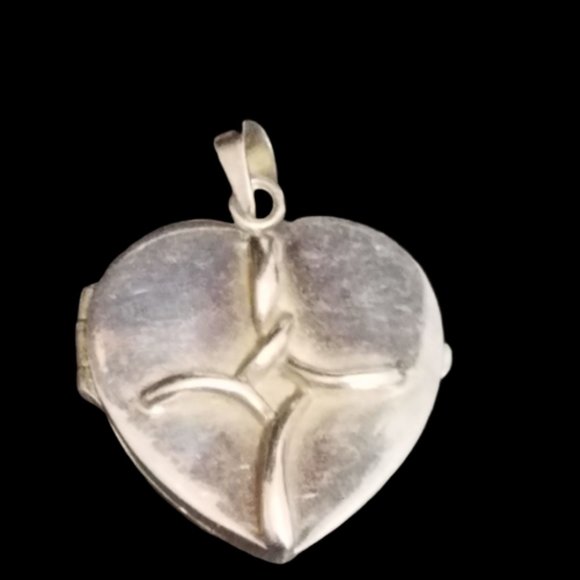 Sterling Silver Cross Heart Locket Pendant - Picture 1 of 3